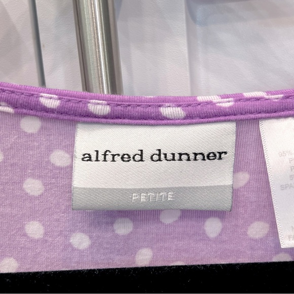 Alfred Dunner Purple Polka Dot Women's Flowy Drape Short Sleeve Top sz Large P - Picture 3 of 5